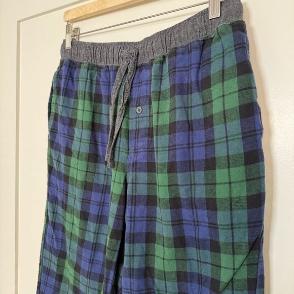 Eddie Bauer Pajama Lounge Pants Mens Size M Green Plaid Flannel Elastic Waist - Picture 4 of 12